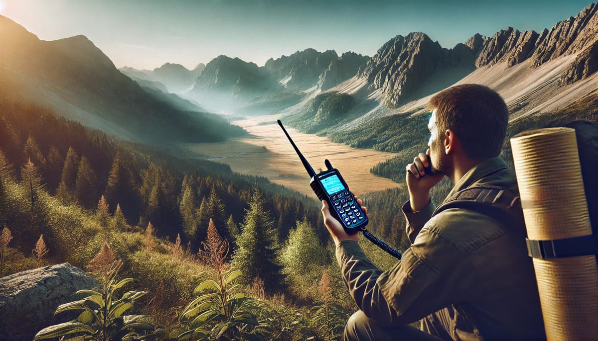 Individual Using Satellite Phone Remotely